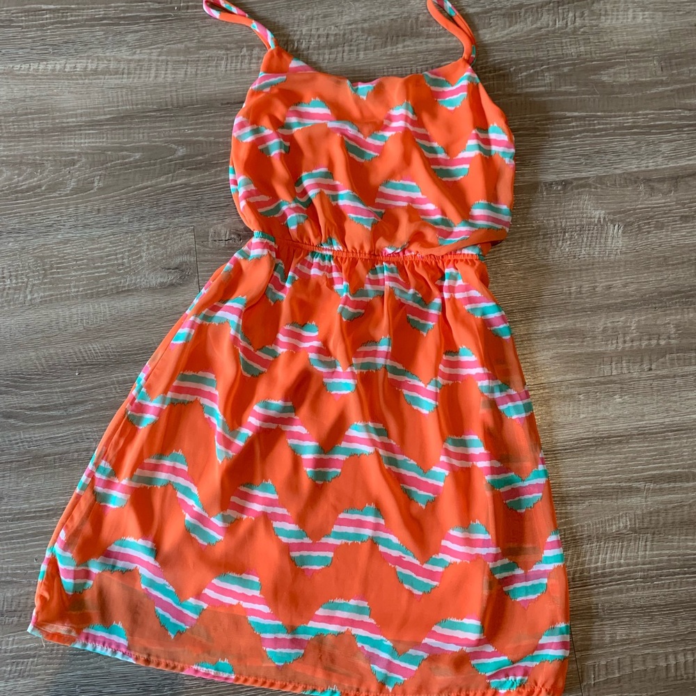 Karlie Orange Chevron Sundress Small